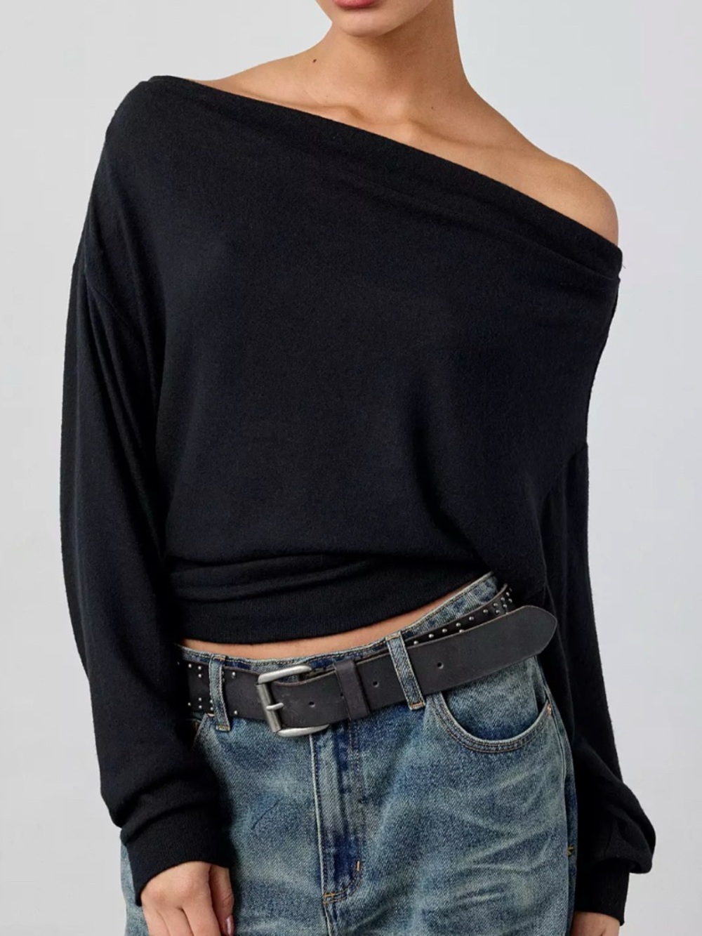 Off-the-Shoulder Black Sweater